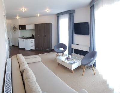 Fotografia przedstawia pokój w apartamencie AKWAMARYN SPA Niechorze w Niechorzu (woj. zachodniopomorskie)