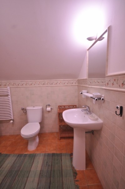 Fotografia przedstawia łazienkę w pokoju MODRZEW