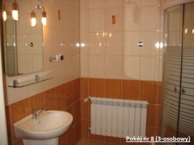 W pokoju Dom Gościnny VIRGO w Pustkowie można skorzystać z łazienki przedstawionej na fotografii