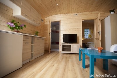 Podstawą aneksu kuchennego jest kompleksowe wyposażenie - domek letniskowy Domki drewniane DOMINIKA (Rewal).